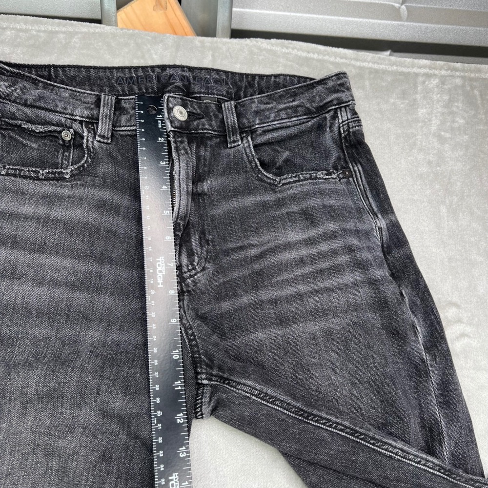American Eagle Jeans Womens 6 Short Black Super High-Rise Baggy Wide Leg Grunge - Picture 10 of 15